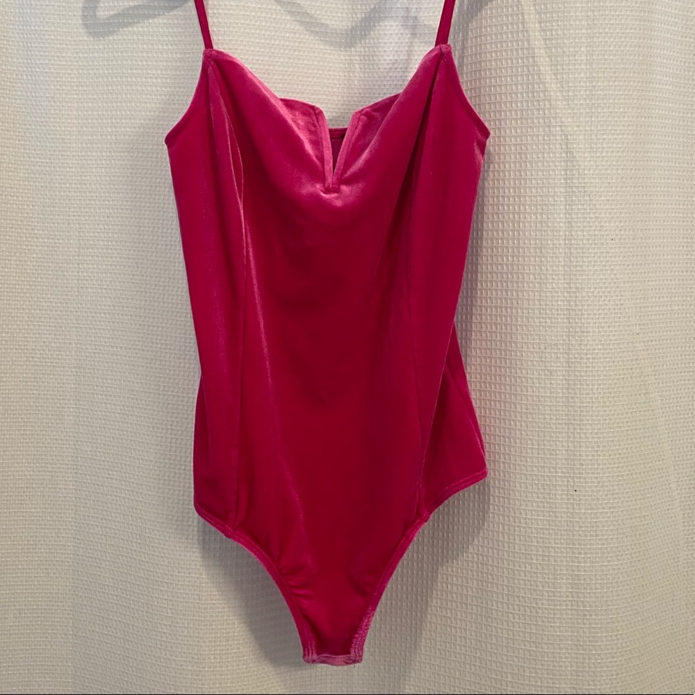 Velour thong hot pink body suit size S/XS